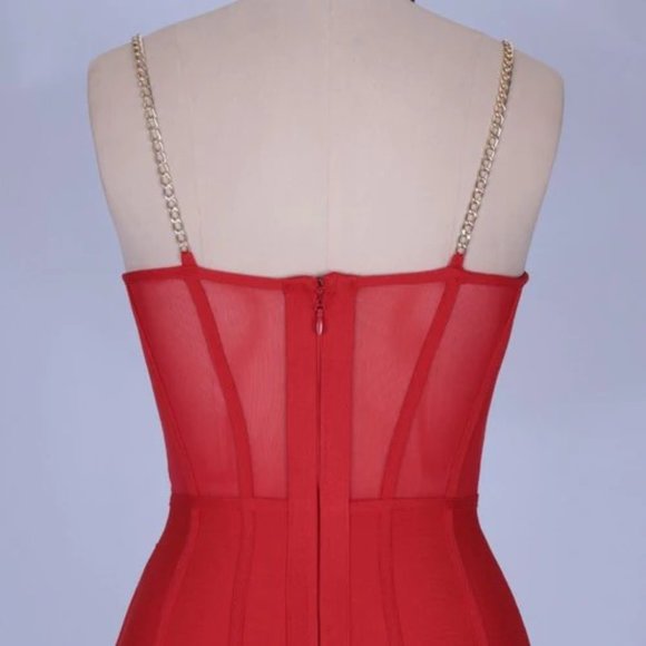 A Chain Bandage Mini Dress